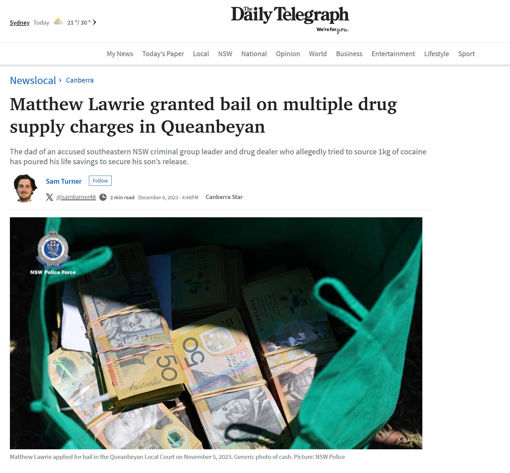 Client released from prison whilst facing serious drug charges